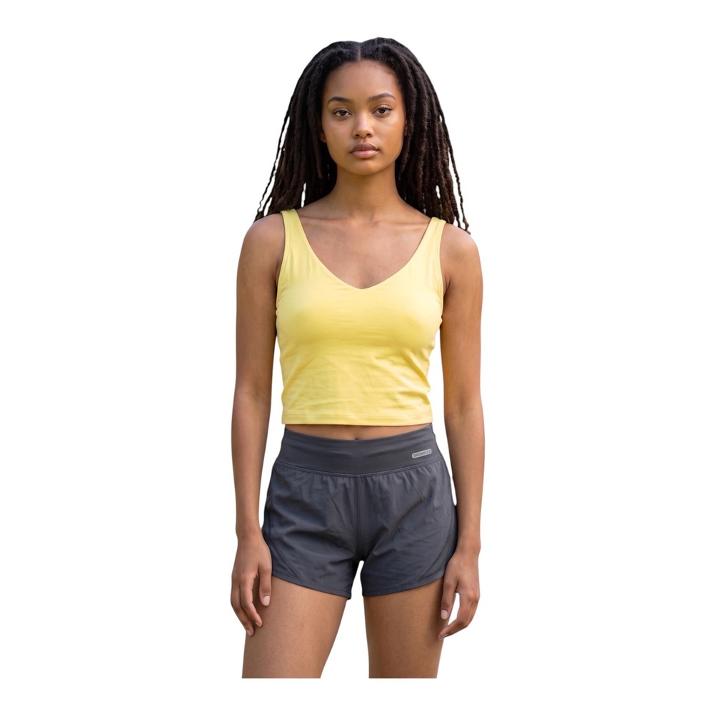 GB Yellow Reversible V-Neck Scoop Neck Athletic Crop Top Tank Small T26039 S
